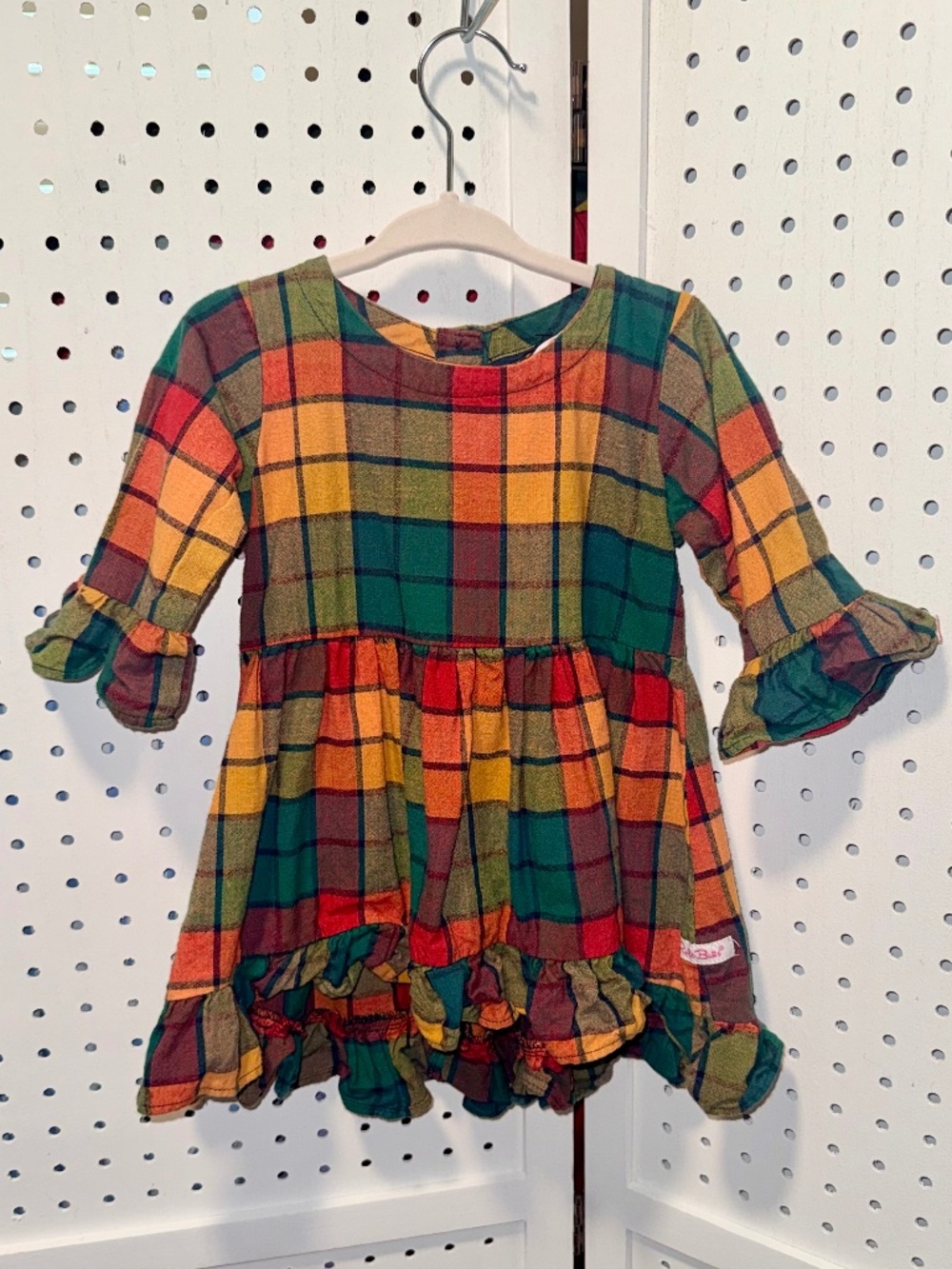 RuffleButts Autumn Plaid Tiered Dress 18-24M Ruffle Cuffs Fall Thanksgiving